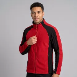 Kurtka polarowa robocza Engelbert Strauss dryplexx® micro — czerwono-czarna, lekki mikropolar