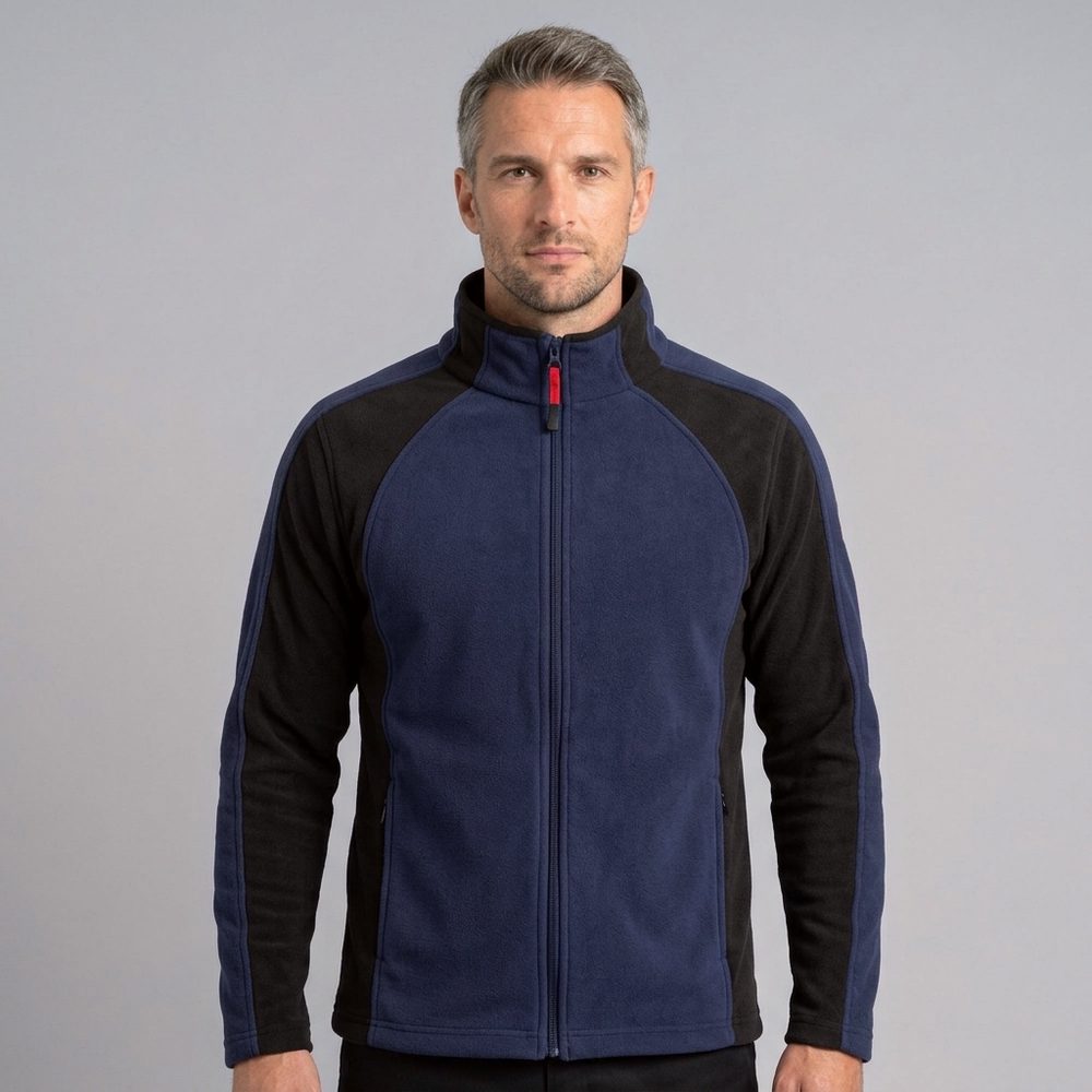 Kurtka polarowa robocza Engelbert Strauss dryplexx® micro — granatowo-czarna, lekki mikropolar