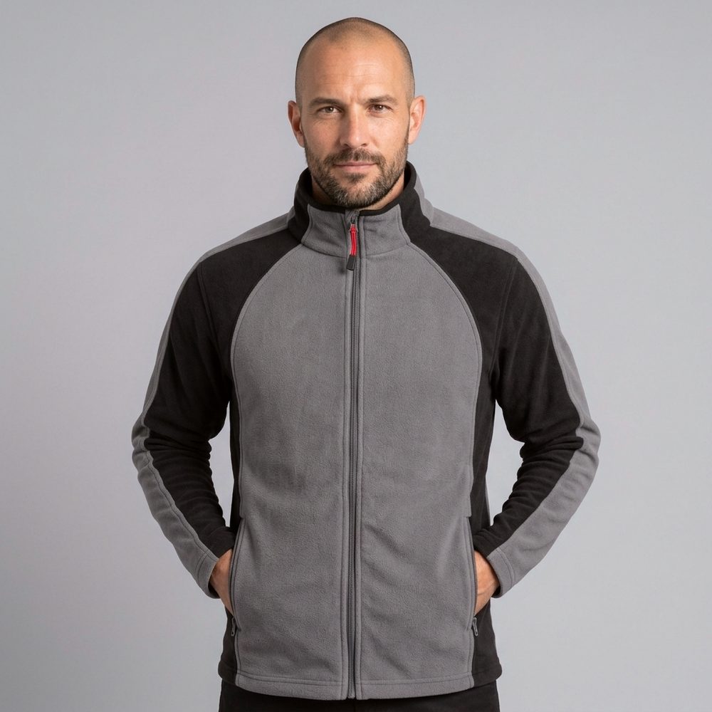 Kurtka polarowa robocza Engelbert Strauss dryplexx® micro — szaro-czarna, lekki mikropolar