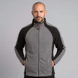 Kurtka polarowa robocza Engelbert Strauss dryplexx® micro — szaro-czarna, lekki mikropolar