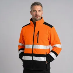 Polar roboczy fluorescencyjny SLIM Refus — pomarańczowy z pasami odblaskowymi, 300 g/m²