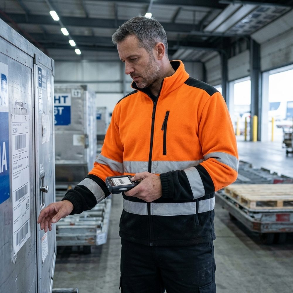 Polar roboczy fluorescencyjny SLIM Refus — pomarańczowy z pasami odblaskowymi, 300 g/m²