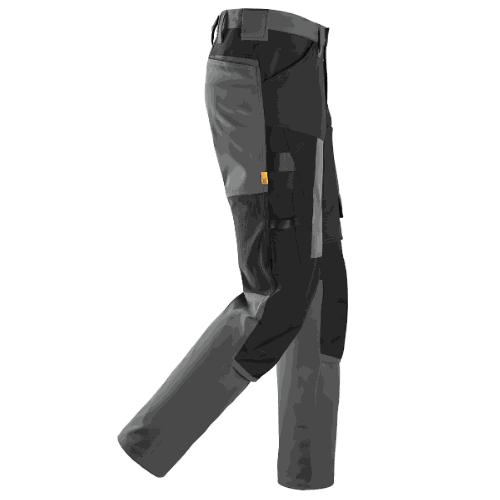 Spodnie robocze stretch Snickers 6318 — szaro-czarne, 4-way stretch Sorona®, CORDURA®, EN 14404