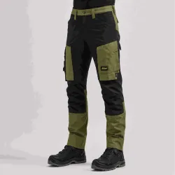 Spodnie robocze stretch Snickers 6318 — khaki-czarne, 4-way stretch Sorona®, CORDURA®, EN 14404