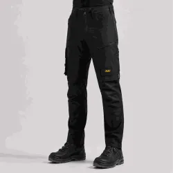 Spodnie robocze stretch Snickers 6318 — czarne, 4-way stretch Sorona®, CORDURA®, EN 14404