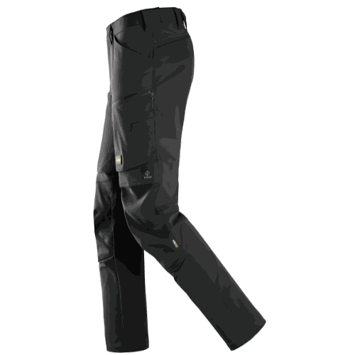 Spodnie robocze stretch Snickers 6318 — czarne, 4-way stretch Sorona®, CORDURA®, EN 14404