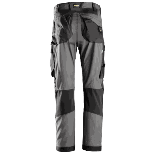 Spodnie robocze Snickers 6903 FlexiWork z paskiem — szaro-czarne, lekkie 200 g/m², CORDURA®, KneeGuard®