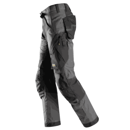 Spodnie robocze Snickers 6903 FlexiWork z paskiem — szaro-czarne, lekkie 200 g/m², CORDURA®, KneeGuard®