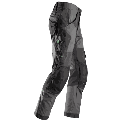 Spodnie robocze Snickers 6903 FlexiWork z paskiem — szaro-czarne, lekkie 200 g/m², CORDURA®, KneeGuard®