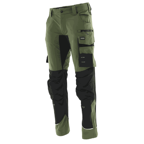 Spodnie robocze elastyczne Motionflex — oliwkowo-czarne, nylon stretch 235 g/m², ultralekkie