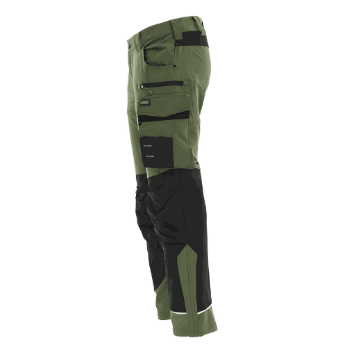 Spodnie robocze elastyczne Motionflex — oliwkowo-czarne, nylon stretch 235 g/m², ultralekkie