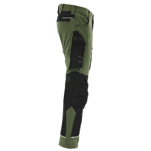 Spodnie robocze elastyczne Motionflex — oliwkowo-czarne, nylon stretch 235 g/m², ultralekkie