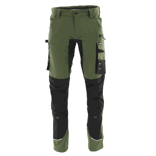 Spodnie robocze elastyczne Motionflex — oliwkowo-czarne, nylon stretch 235 g/m², ultralekkie
