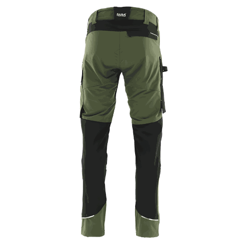 Spodnie robocze elastyczne Motionflex — oliwkowo-czarne, nylon stretch 235 g/m², ultralekkie