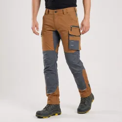 Spodnie robocze elastyczne Motionflex — brązowo-grafitowe, nylon stretch 235 g/m², ultralekkie