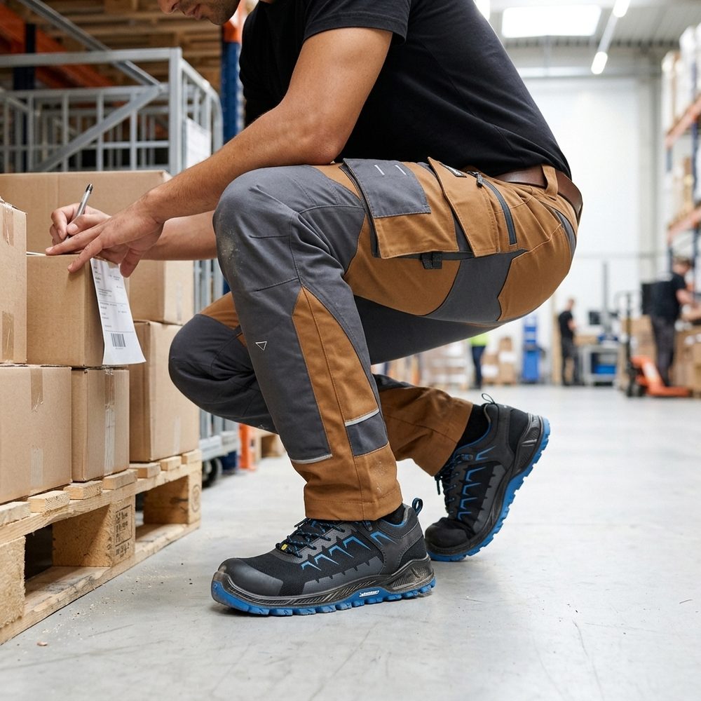 Spodnie robocze elastyczne Motionflex — brązowo-grafitowe, nylon stretch 235 g/m², ultralekkie