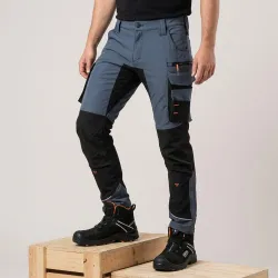 Spodnie robocze elastyczne Motionflex — szaro-czarne, nylon stretch 235 g/m², ultralekkie