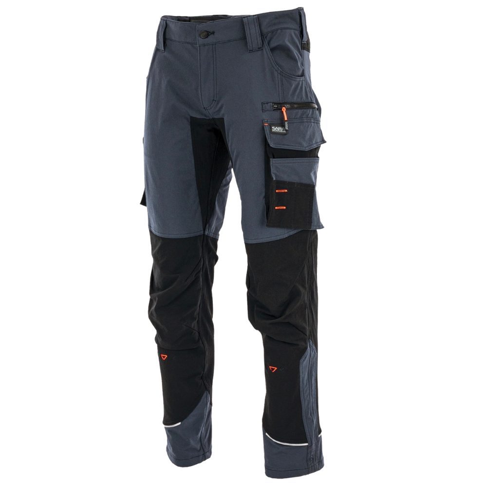 Spodnie robocze elastyczne Motionflex — szaro-czarne, nylon stretch 235 g/m², ultralekkie