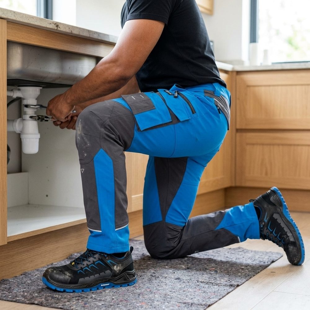 Spodnie robocze elastyczne Motionflex — niebiesko-grafitowe, nylon stretch 235 g/m², ultralekkie