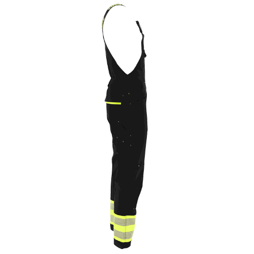 Ogrodniczki robocze elastyczne Actiflex Neo — czarno-żółte hi-vis, stretch 250 g/m², taśmy 5 cm