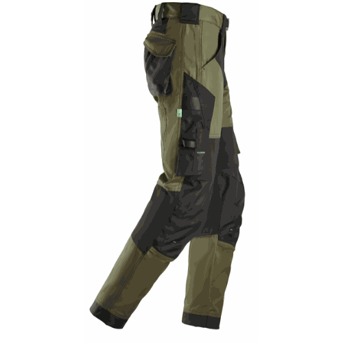 Spodnie robocze Snickers 6903 FlexiWork z paskiem — khaki-czarne, lekkie 200 g/m², CORDURA®, KneeGuard®