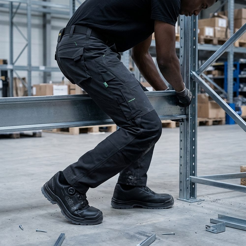 Spodnie robocze Snickers 6903 FlexiWork z paskiem — czarne, lekkie 200 g/m², CORDURA®, KneeGuard®