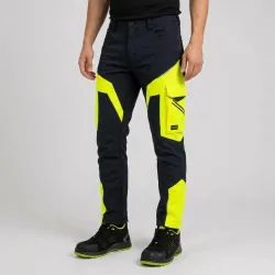 Spodnie robocze softshell Comfort Winter — czarno-żółte, wiatroszczelne, wodoodporne 350 g/m², zamki