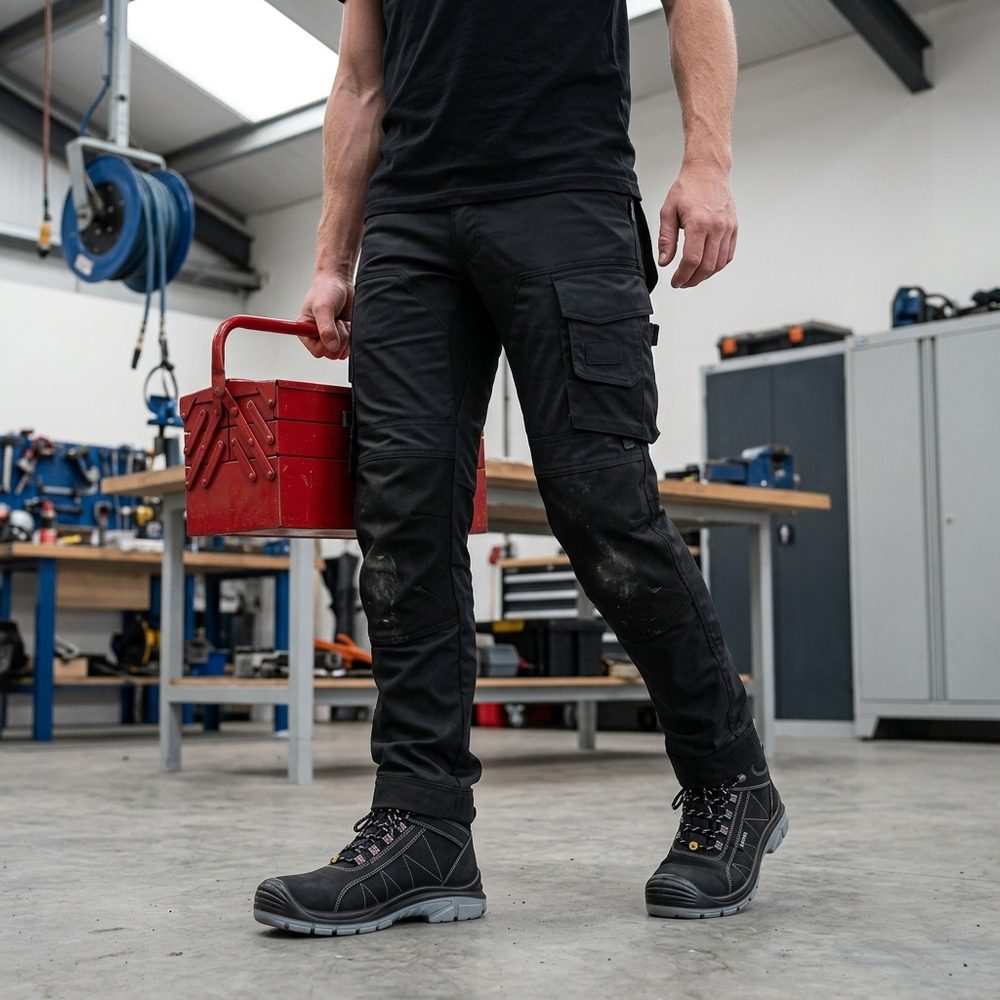 Spodnie robocze stretch slim fit Snickers 6341 — czarne, 251 g/m², CORDURA®, KneeGuard™ EN 14404