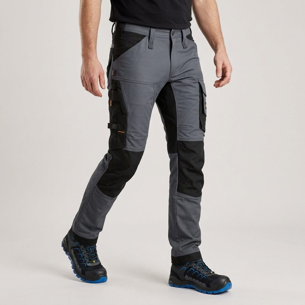 Spodnie robocze stretch slim fit Snickers 6341 — szaro-czarne, 251 g/m², CORDURA®, KneeGuard™ EN 14404