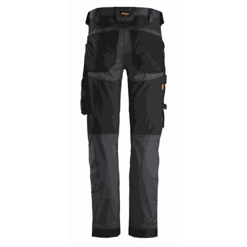 Spodnie robocze stretch slim fit Snickers 6341 — szaro-czarne, 251 g/m², CORDURA®, KneeGuard™ EN 14404