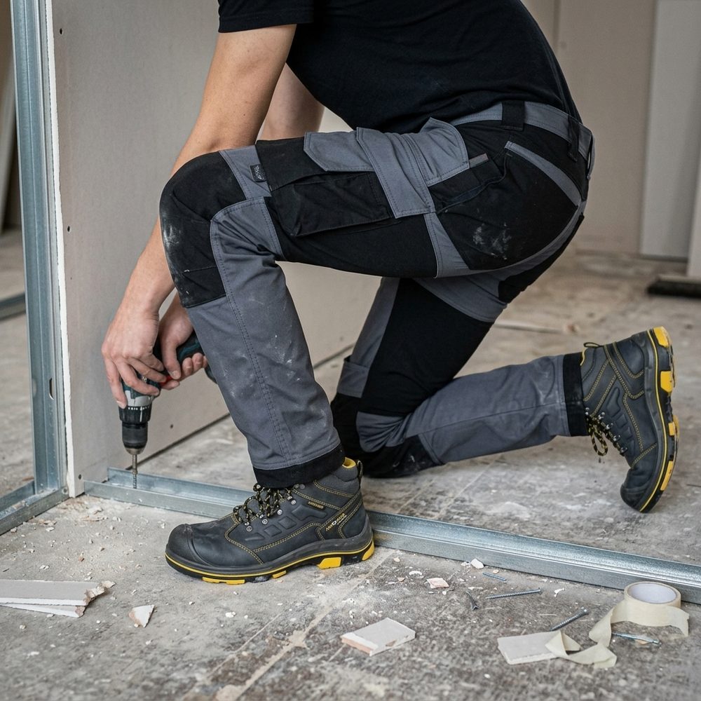Spodnie robocze stretch slim fit Snickers 6341 — szaro-czarne, 251 g/m², CORDURA®, KneeGuard™ EN 14404