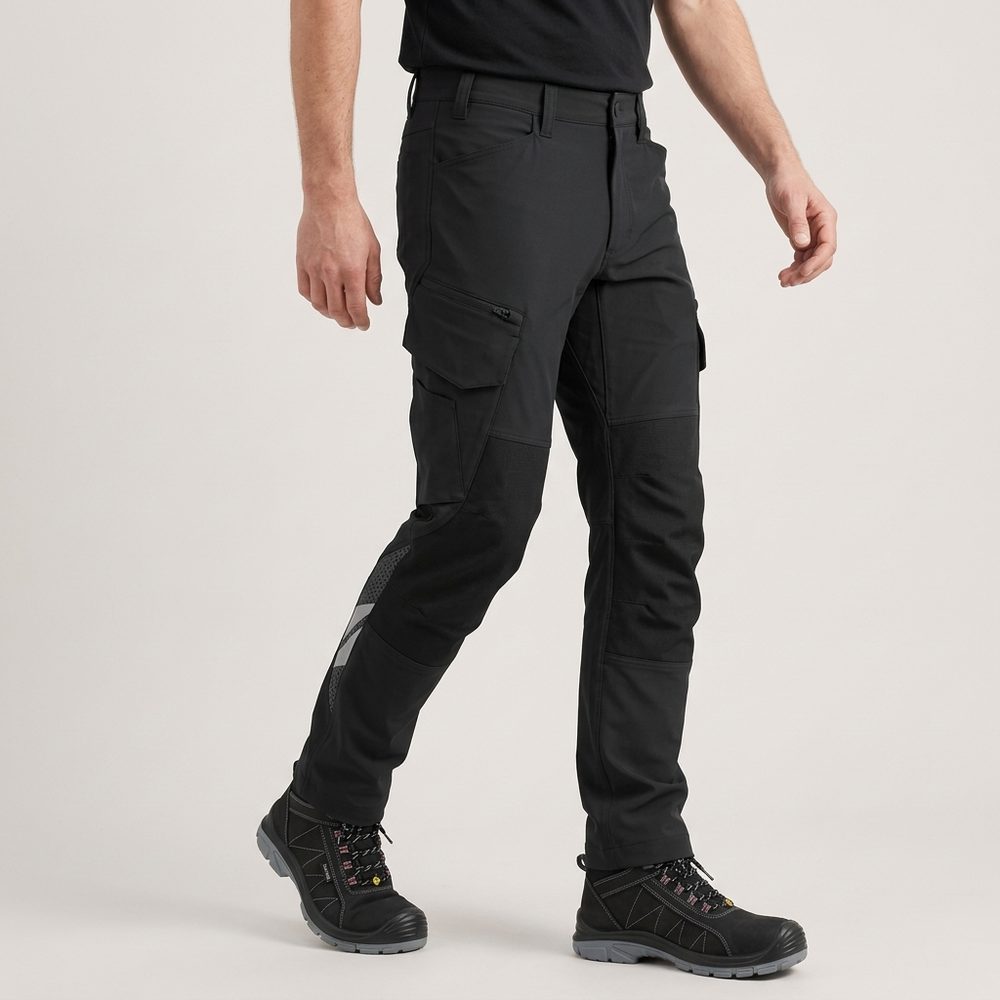 Spodnie robocze elastyczne Mascot 18079 Ultimate Stretch — czarne, kieszenie na nakolanniki CORDURA®