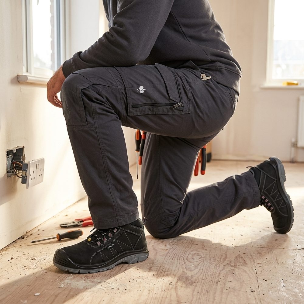 Spodnie robocze lekkie Engelbert Strauss e.s.concrete light — antracytowe, 170 g/m² stretch, System Slide