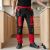 Spodnie robocze z kaburami Snickers 6218 — czerwono-czarne, stretch Sorona®, CORDURA®, EN 14404