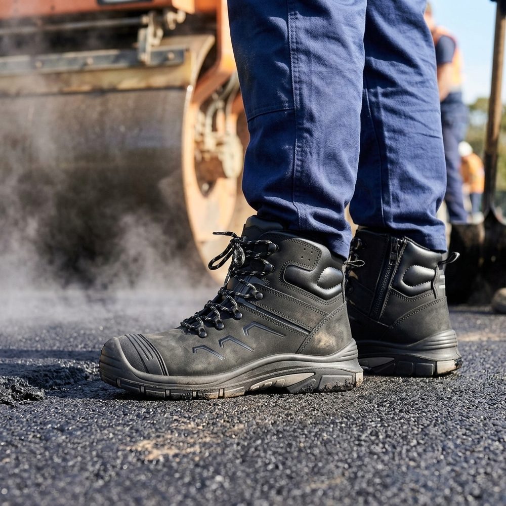 Trzewiki robocze skórzane z zamkiem 134 S1 SR FO HRO — podeszwa gumowa do 300 °C, podnosek metalowy
