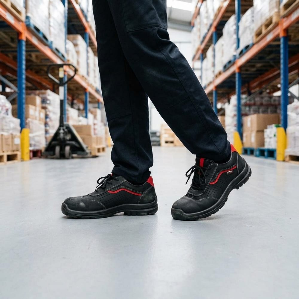 Półbuty robocze oddychające PPO 502 S1P SRC — nubuk z perforacją, Coolmax®, bez metalu