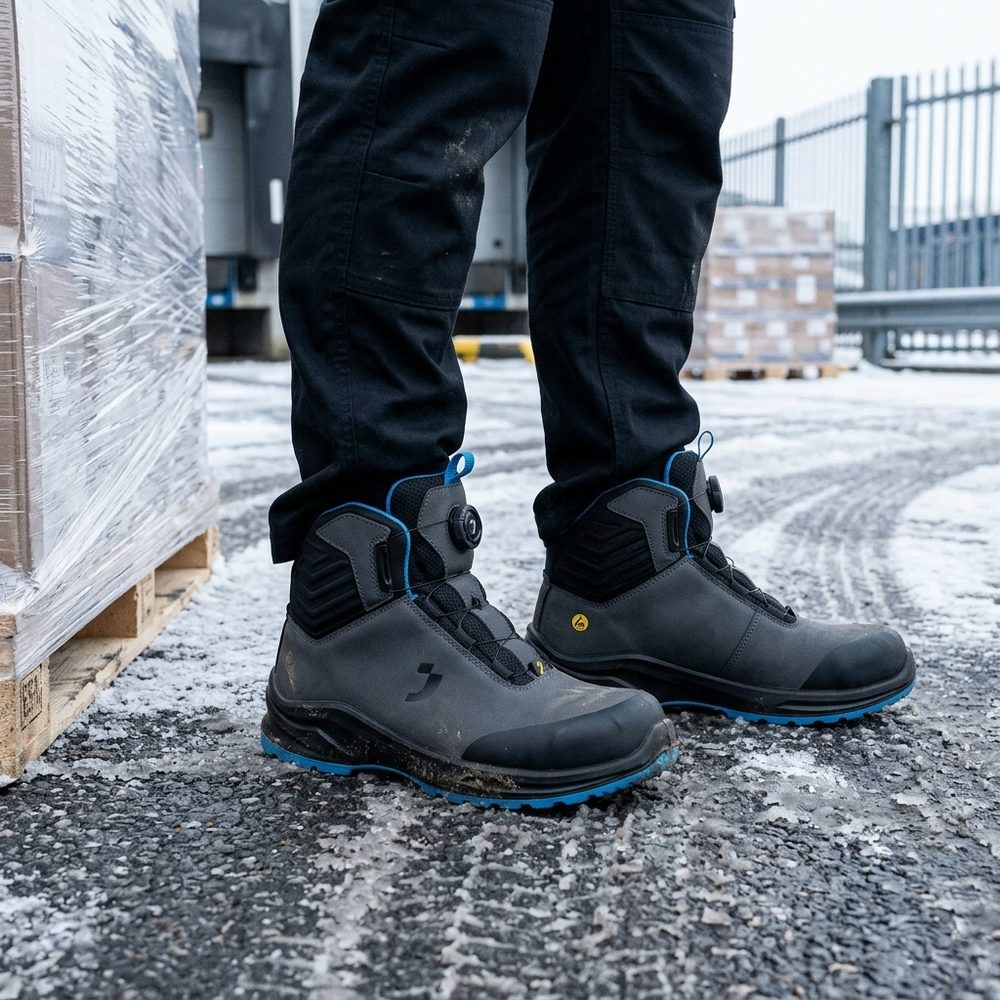 Trzewiki robocze z pokrętłem Safety Jogger Modulo Mid S3S SC SR CI FO ESD — bez metalu, wegańskie