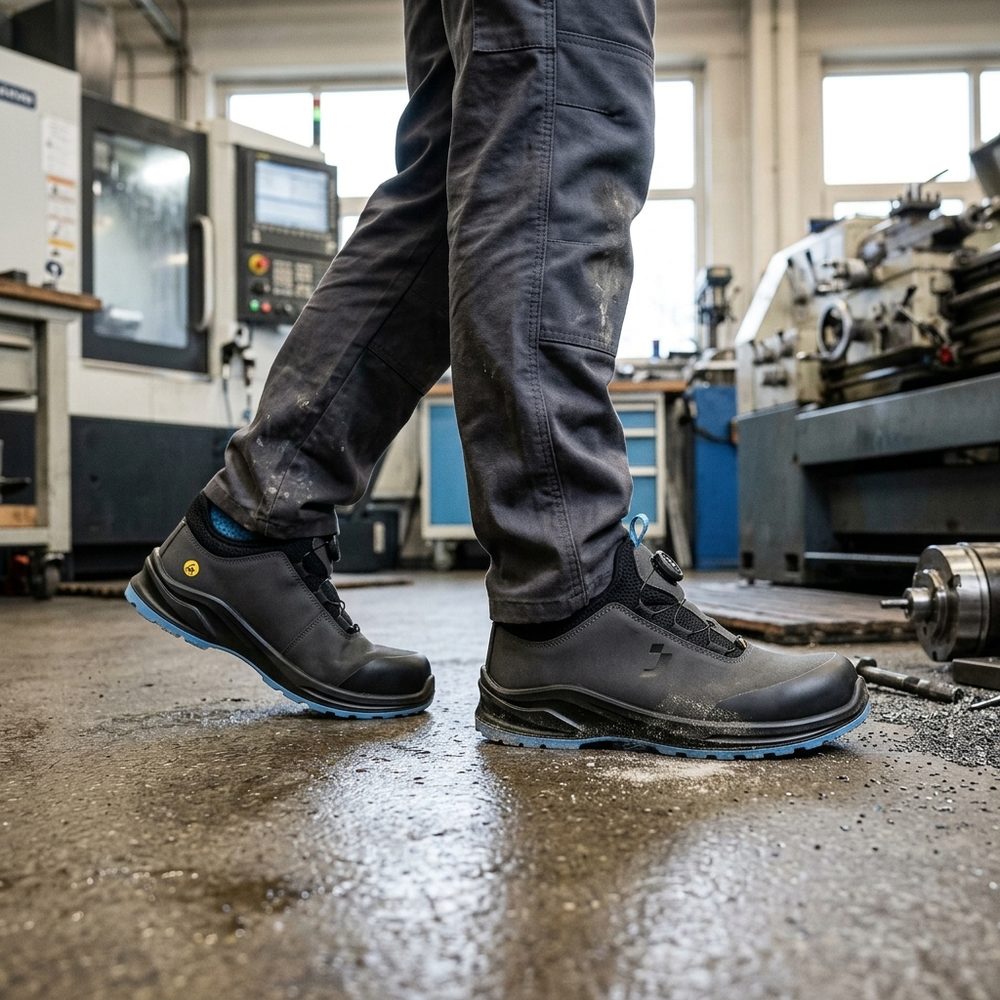 Półbuty robocze z pokrętłem Safety Jogger Modulo Low S3S SC SR ESD szare — lekkie, bez metalu
