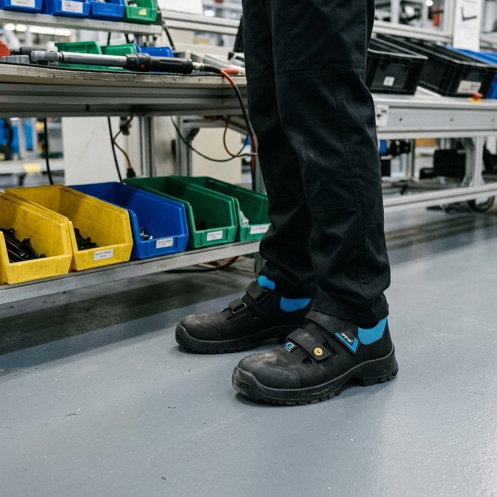 Sandały robocze na rzepy Strzelce PPO Q2 S3 SRC ESD — nubuk hydrofobowy, bez metalu, Shockabsorber