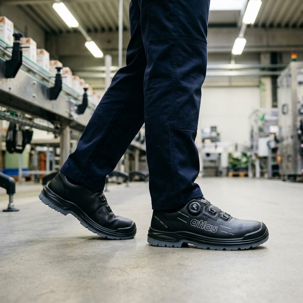 Półbuty robocze skórzane Atlas Max 150 Pro BOA ESD — podnosek metalowy, wkładka XP, tęgość W12