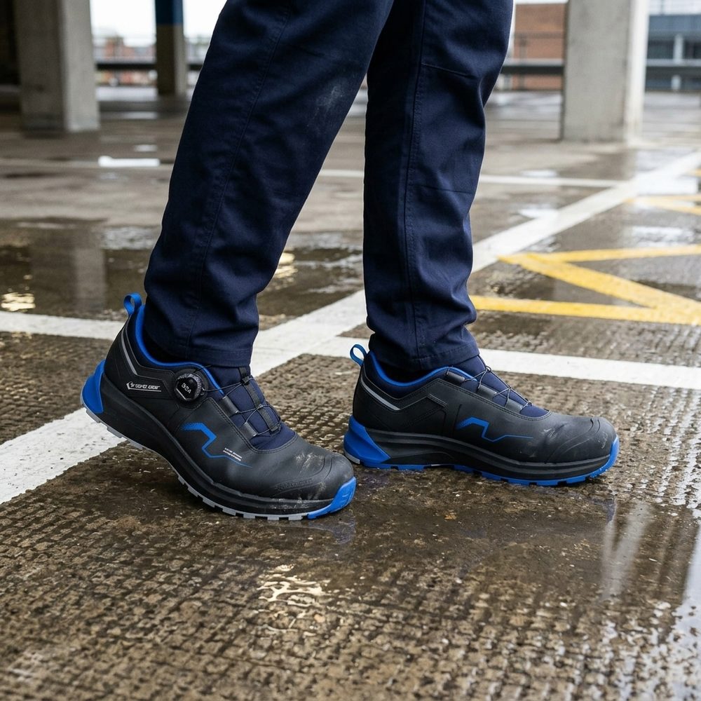 Półbuty robocze Solid Gear Sonar Low Blue S3S ESD z BOA® — podnosek NANO, CORDURA®, Athletic Wide Last