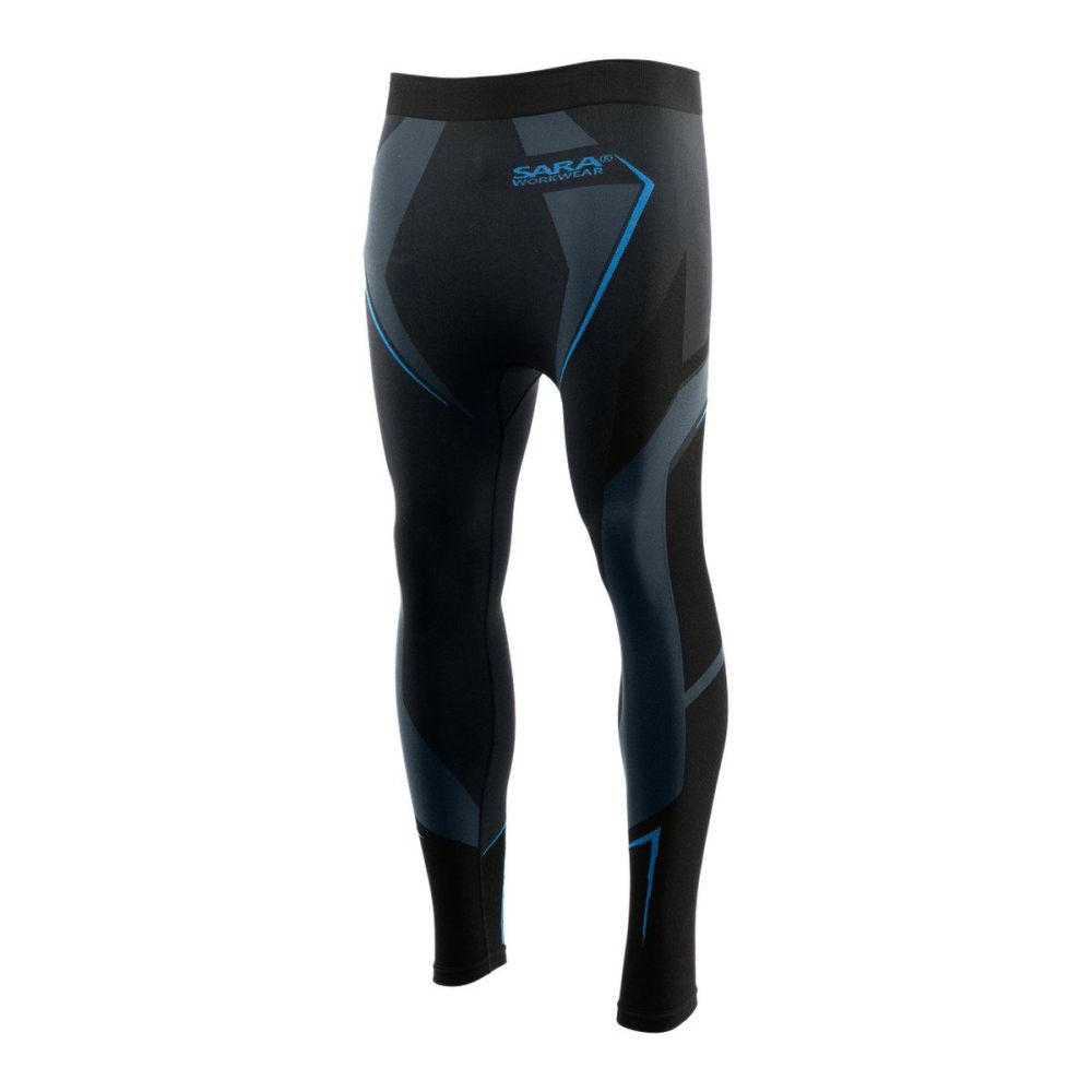 Leginsy termoaktywne męskie Sara Workwear — bezszwowe, szybkoschnące, grafitowo-niebieskie