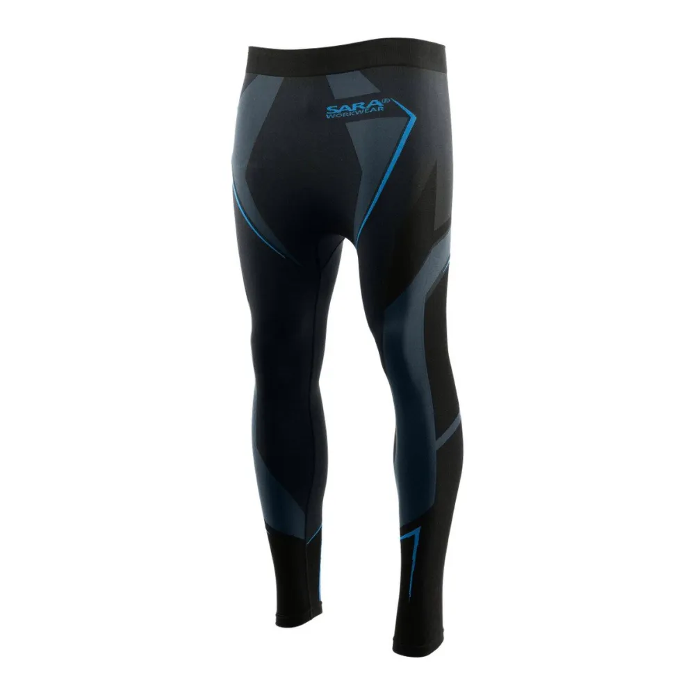 Leginsy termoaktywne męskie Sara Workwear — bezszwowe, szybkoschnące, grafitowo-niebieskie