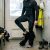 Leginsy termoaktywne męskie Sara Workwear — bezszwowe, szybkoschnące, grafitowo-niebieskie