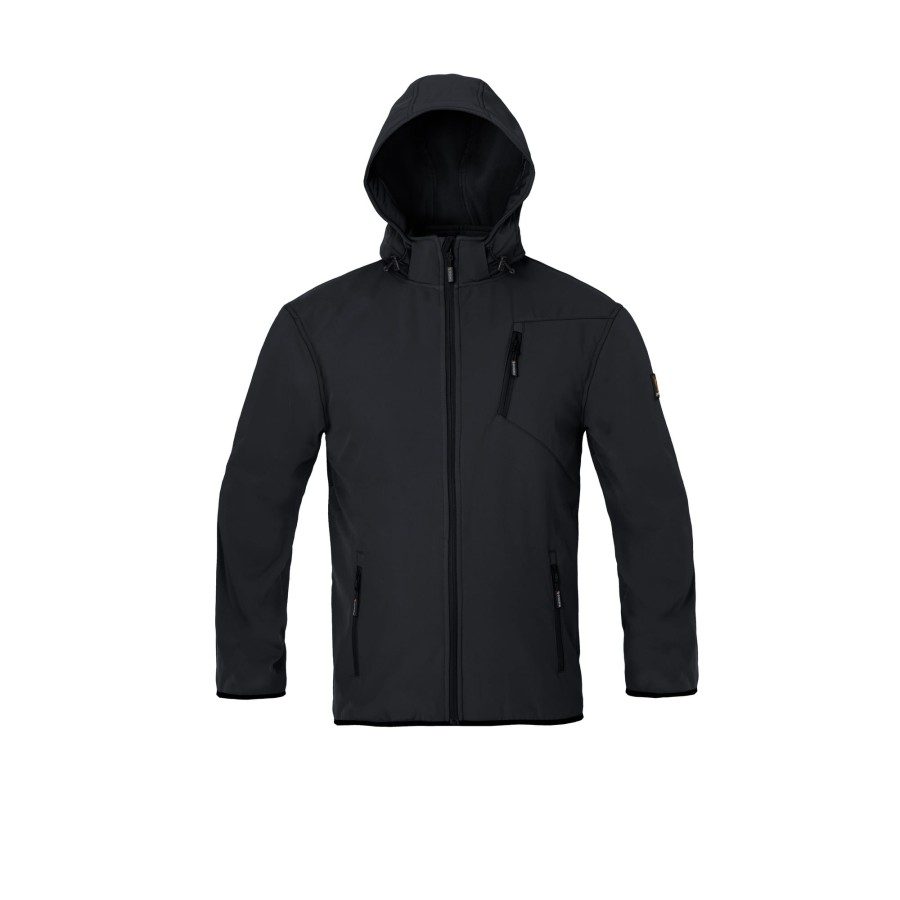 Kurtka softshell robocza Procera Tundra czarna — 280 g/m², polar od wewnątrz, odpinany kaptur