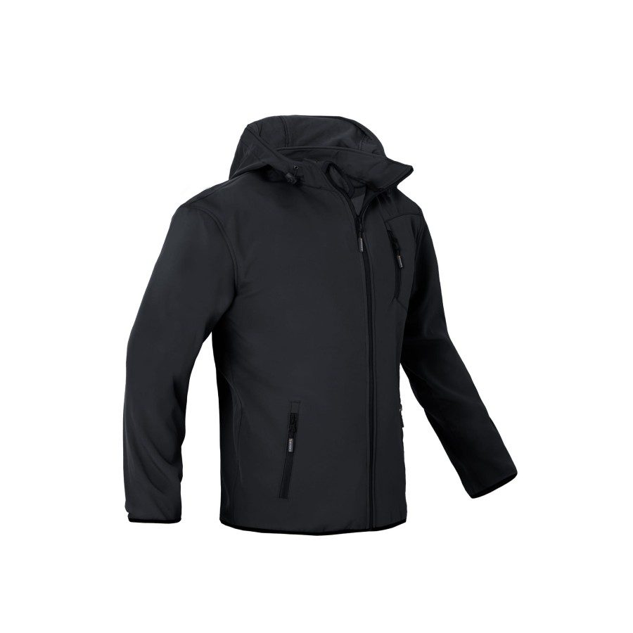 Kurtka softshell robocza Procera Tundra czarna — 280 g/m², polar od wewnątrz, odpinany kaptur