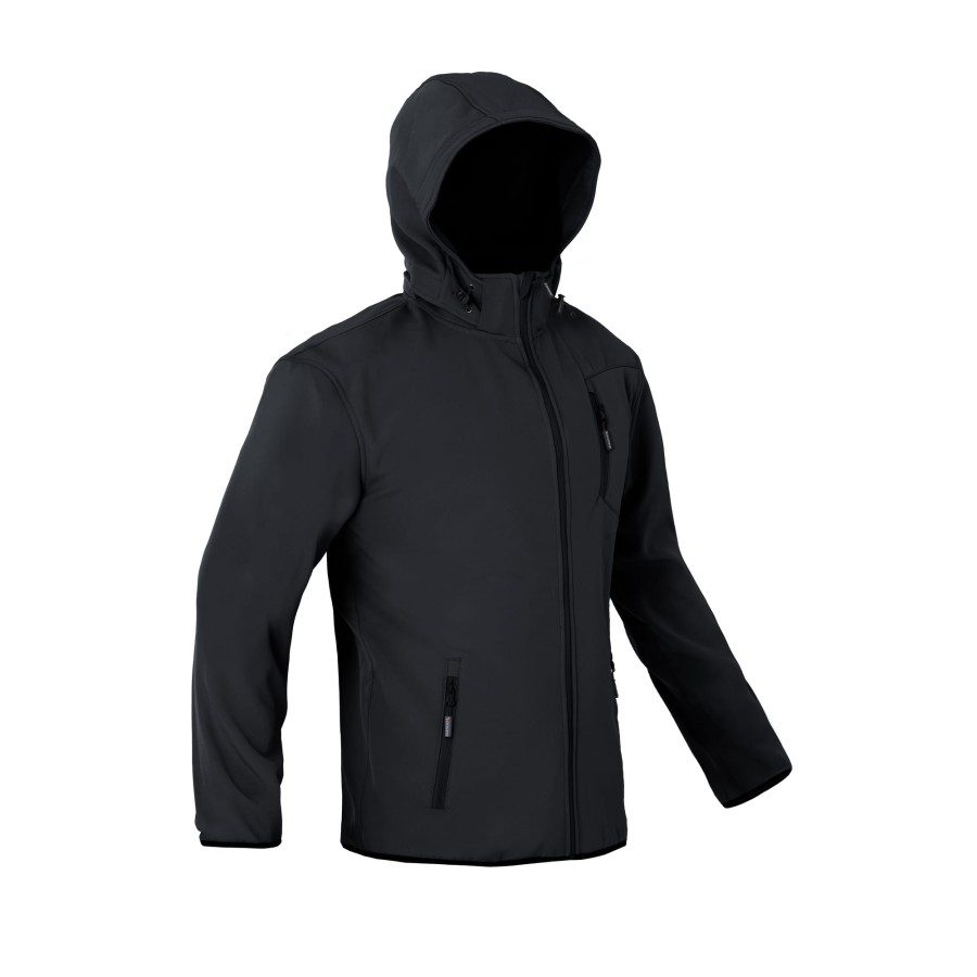 Kurtka softshell robocza Procera Tundra czarna — 280 g/m², polar od wewnątrz, odpinany kaptur