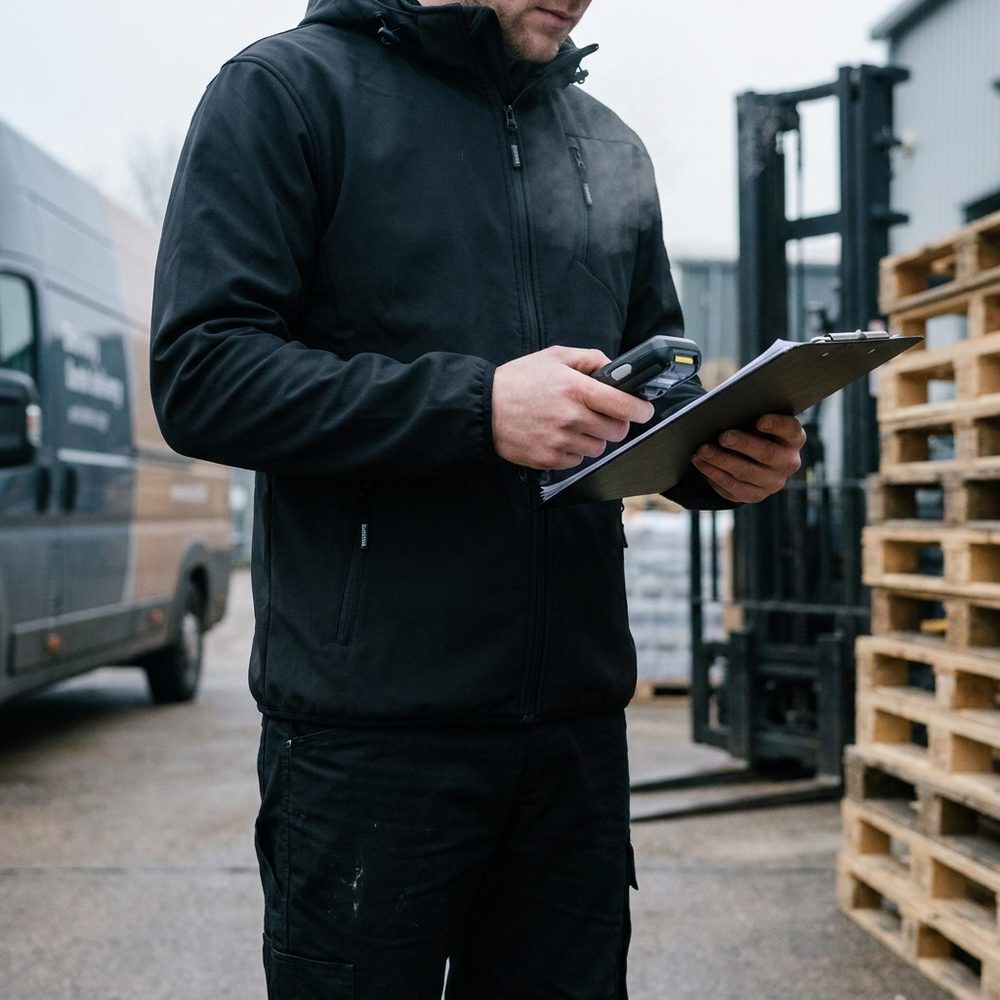 Kurtka softshell robocza Procera Tundra czarna — 280 g/m², polar od wewnątrz, odpinany kaptur