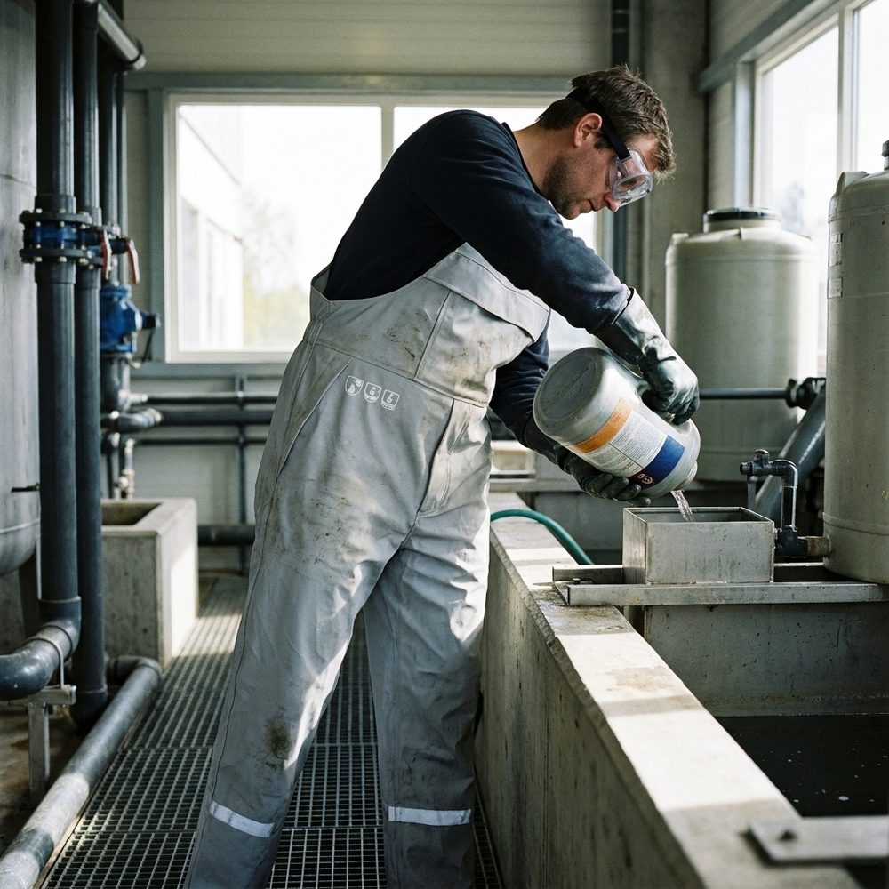Ogrodniczki chemoodporne Chemik AS EN 13034 Typ PB[6] — antyelektrostatyczne ESD, 245 g/m², szelki elastyczne