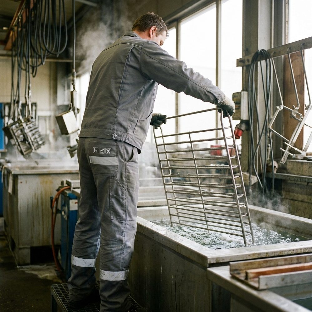 Spodnie chemoodporne Chemik AS EN 13034 Typ PB[6] — do pasa, antyelektrostatyczne ESD, taśma odblaskowa